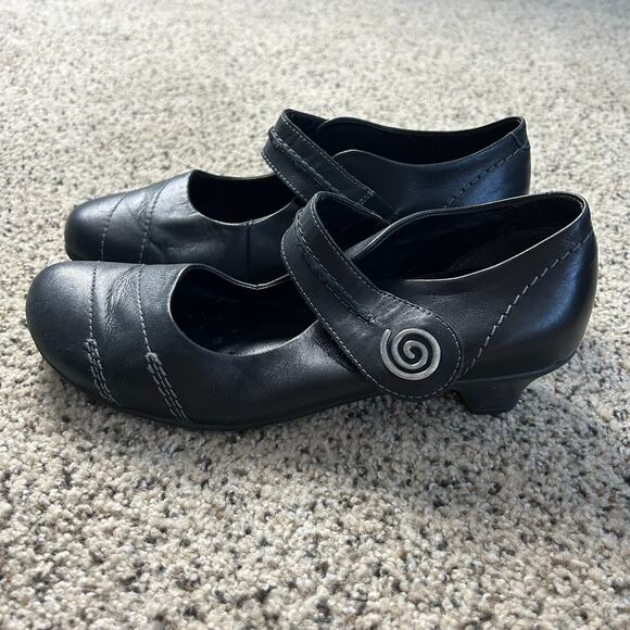 Reiker Mirjam Mary Jane Leather Shoes EU 40 (9) Black Heels Cottagecore - Picture 1 of 9